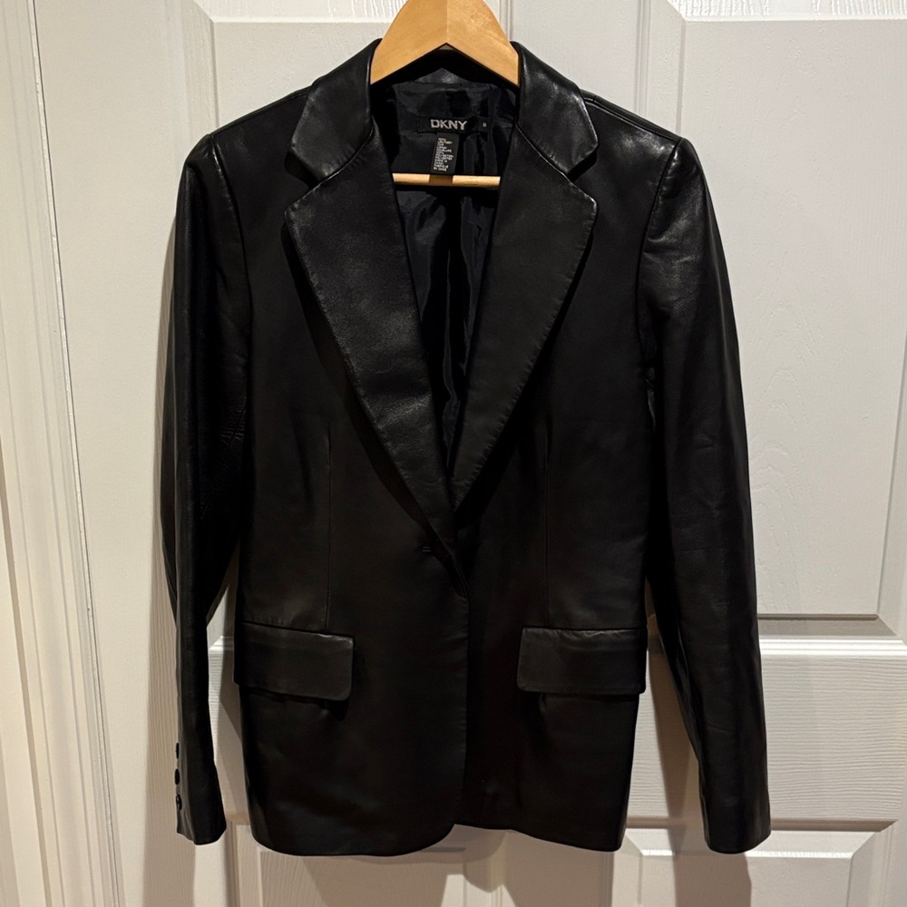 DKNY Women's Black Leather Blazer
